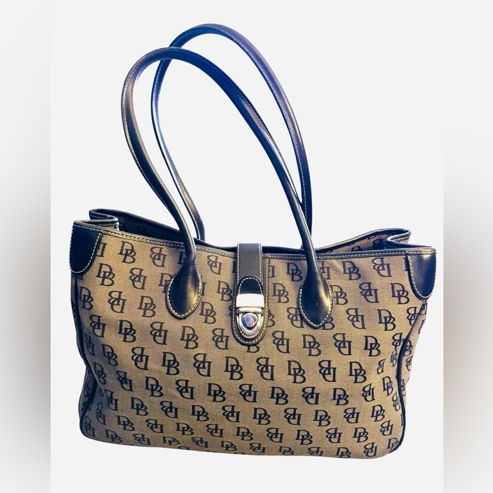 Dooney & Bourke Vintage DB Logo Brown Designer Tote Bag